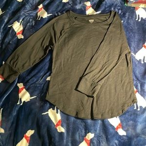 Black 3/4 sleeve burnout baseball style t-shirt